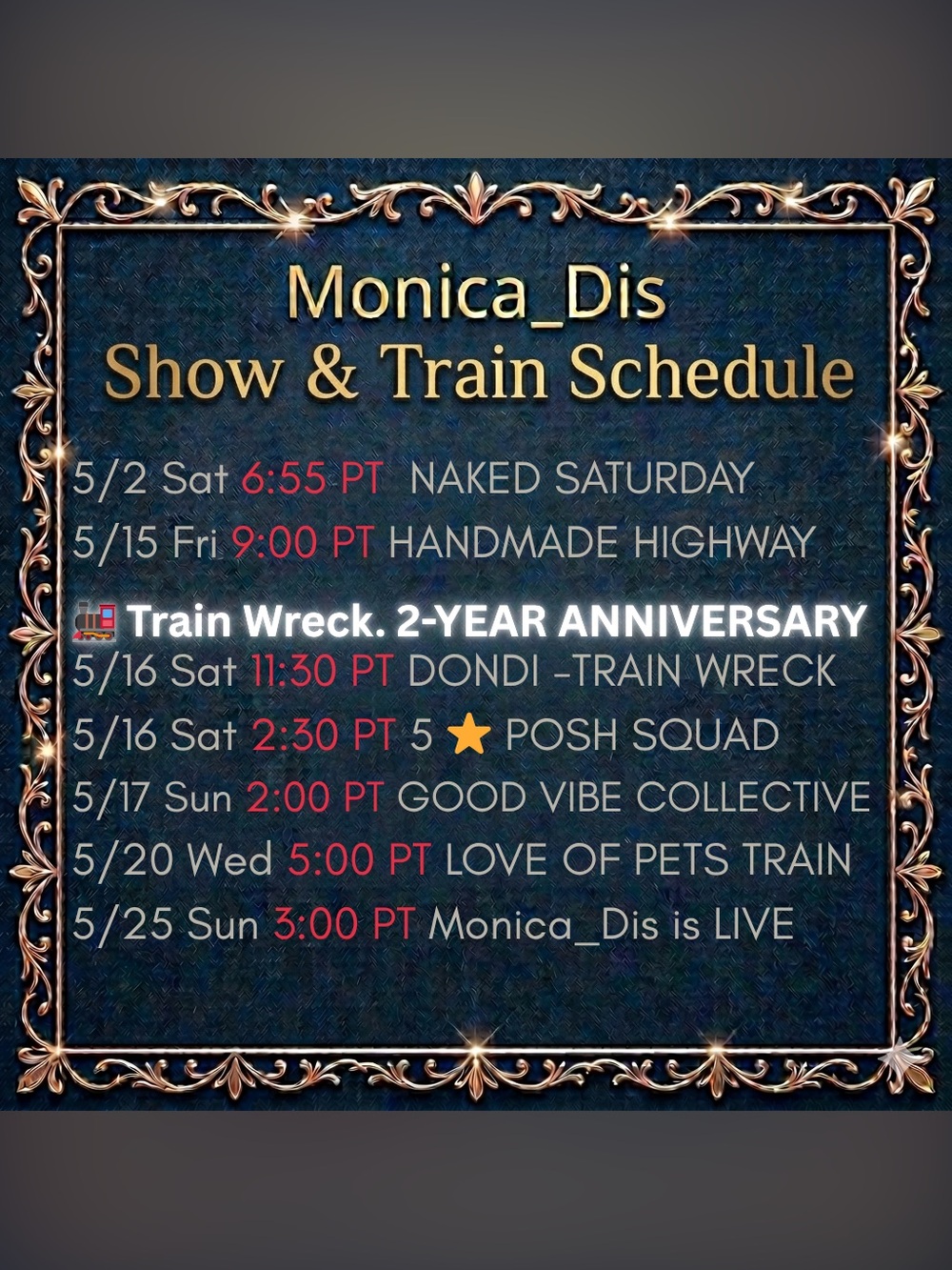 Monica_Dis π UPCOMING Raid Train and Co-Host Collaboration Events I'm Part Ofπ - Picture 1 of 2